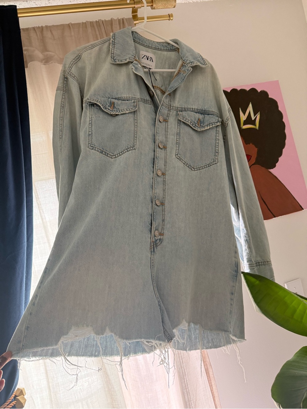 Zara Light Wash Denim Jumpsuit Romper - Light Blue